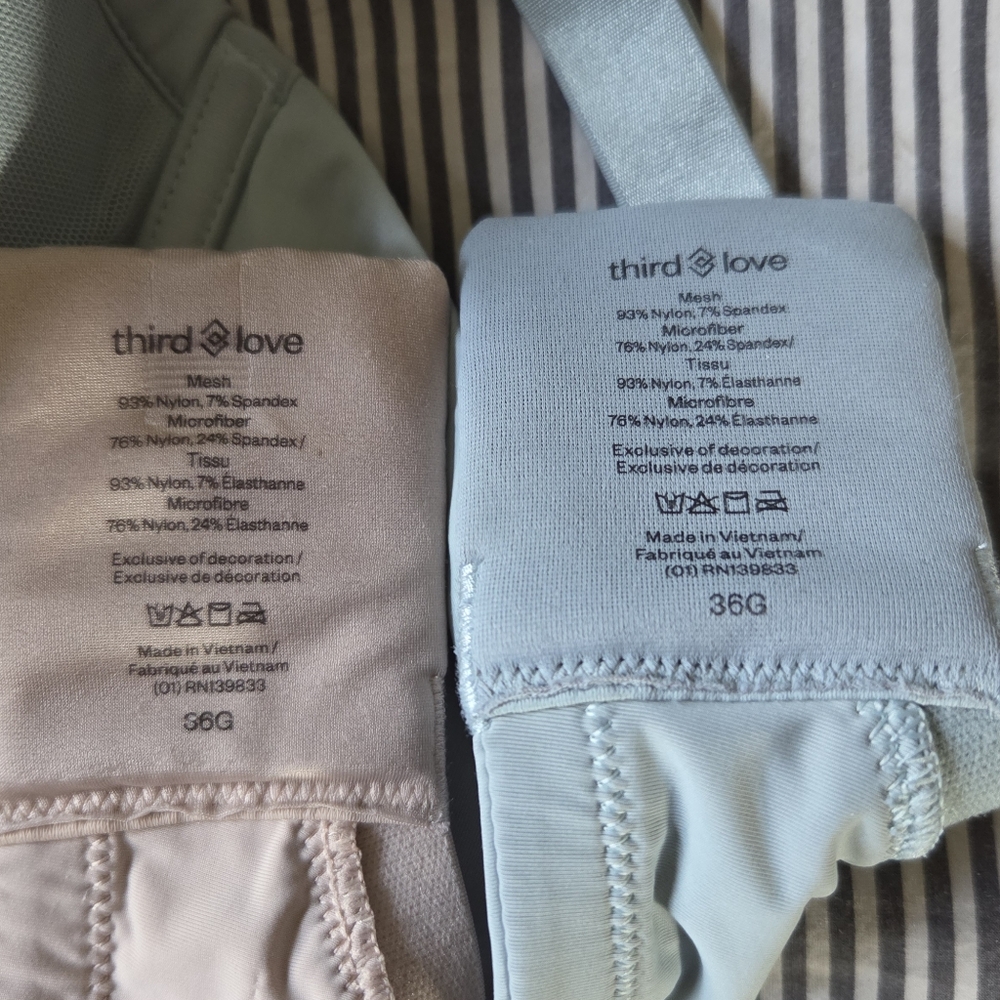 ThirdLove LOT Of 2 Bras With Mesh Overlay 36G